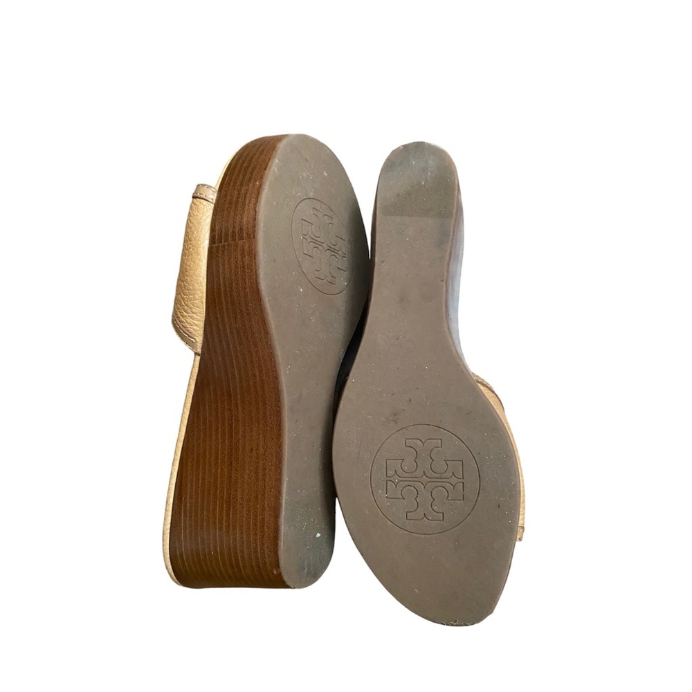 Tory Burch Brown Slide-On Wedge Sandals Sz 8 - Picture 4 of 5